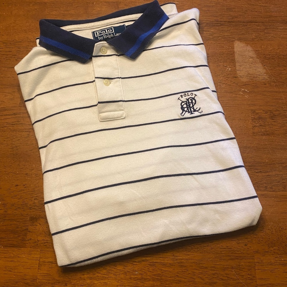 Polo by Ralph Lauren White Polo with Navy Trim